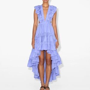 Magali Pascal Botanic Dress in Iris Blue: As seen in Emily in Paris